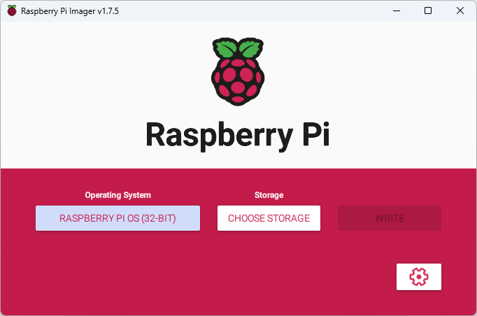Screenshot of the Raspberry PI Imager
